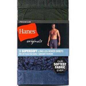 Hanes Originals Premium Men's SuperSoft‎ Long Leg Boxer Briefs 3pk Size XL 40-42